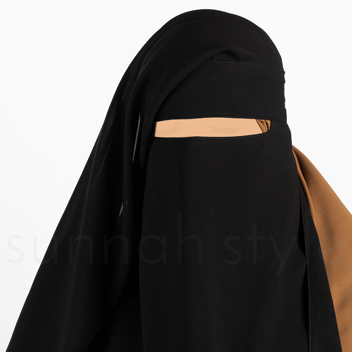 Sunnah Style Narrow No-Pinch Two Layer Niqab Black